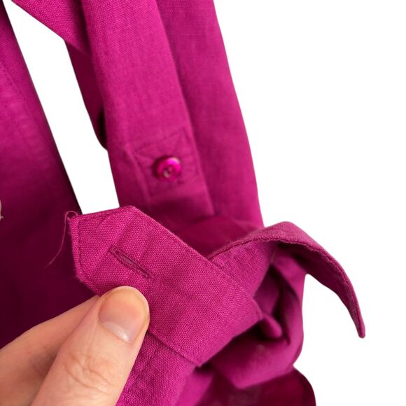 Talbots Pink Magenta Collarless Button Down Shirt Linen Blend Women’s Small - Picture 6 of 6